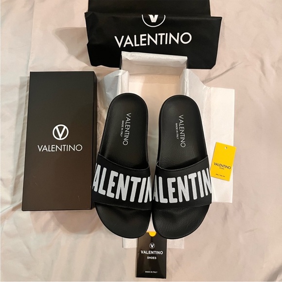 Valentino Other - 🎉 HP 🎉 NIB Authentic Valentino Logo Black Slides